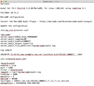 MariaDB - fail2ban configuration